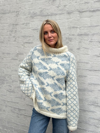 Fisherman's Sweater | Naturhvit og Havbris