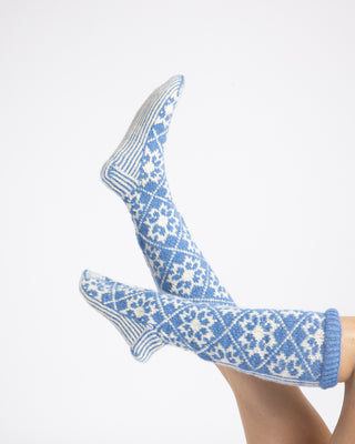 Tilia Long Socks | Ice Blue & Natural White
