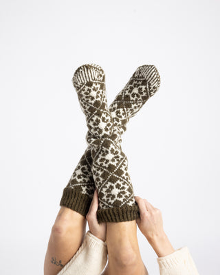 Tilia Long Socks | Moss & Natural White
