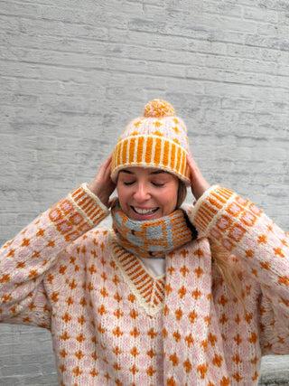 Bris Beanie | Powdered Pink & Saffron