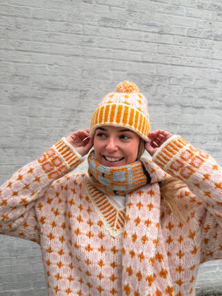 Bris Beanie | Powdered Pink & Saffron