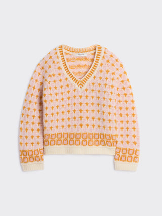 Bris V-Neck | White & Pink | ReadyMade